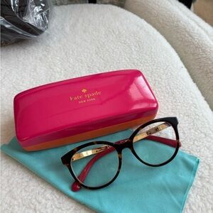 Kate Spade Black Glasses with Pink Case